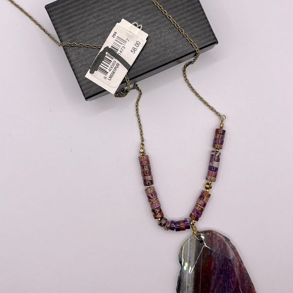 PANACEA Long Stone Pendant Necklace, Purple - Picture 4 of 4